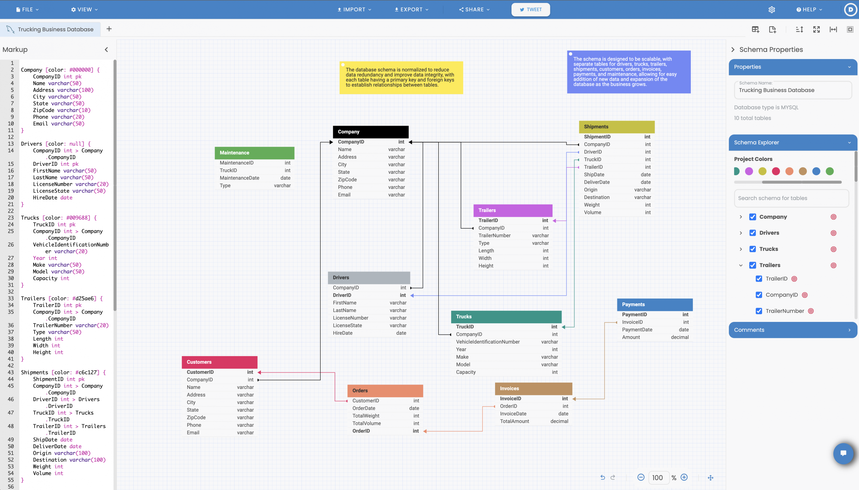 Trucking Business Database